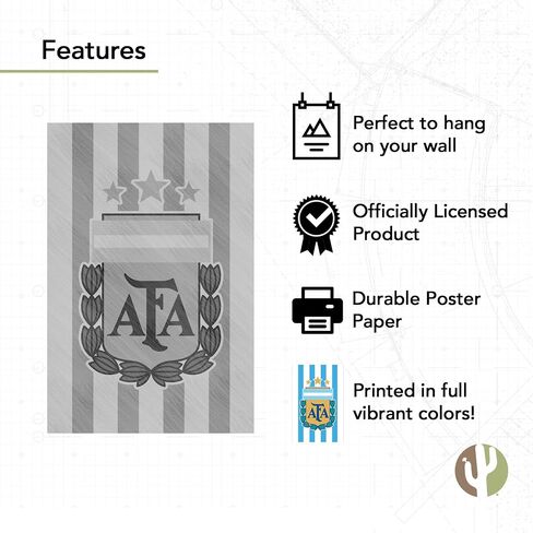 Desert Cactus Argentine Football Association Poster AFA Argentina Albiceleste Football Soccer 11 x 17 Inch Room Office Décor Decoration Official Fan Gear (11x17 inch,Version A) in Saudi Arabia
