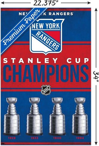 ملصق حائط من Trends International NHL New York Rangers - Champions 23، مقاس 34 طولًا × 22.4 عرضًا، إصدار ممتاز غير مؤطر in Saudi Arabia