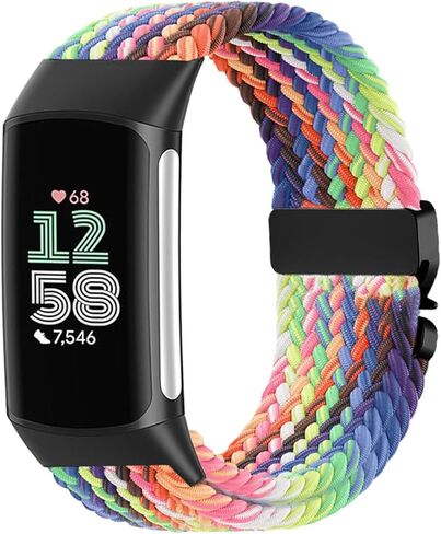 حزام مجدول من النايلون متوافق مع Fitbit Charge 6/5، شريط مطاطي لـ Fitbit Charge 5/6 للنساء والرجال in Kuwait