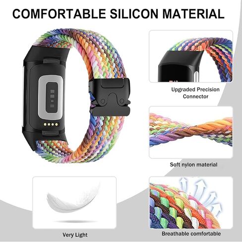 حزام مجدول من النايلون متوافق مع Fitbit Charge 6/5، شريط مطاطي لـ Fitbit Charge 5/6 للنساء والرجال in Kuwait