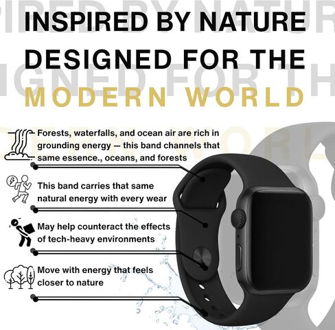 Tourmaline-Infused Apple Watch Band – Athletic, Comfortable & Breathable Sport Strap, Sweat-Resistant Silicone Replacement Loop for Workout, Running, and Everyday Wear Sports Bands – Fits Ultra 3/2, SE, Series 11 to 1 in Saudi Arabia