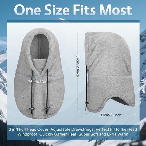 Balaclava Winter Ski Mask for Men Women Windproof Warm Face Mask Hooded Scarf Fleece Neck Warmer in Kuwait