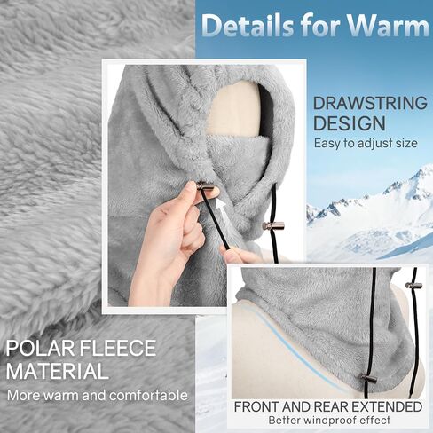 Balaclava Winter Ski Mask for Men Women Windproof Warm Face Mask Hooded Scarf Fleece Neck Warmer in Kuwait
