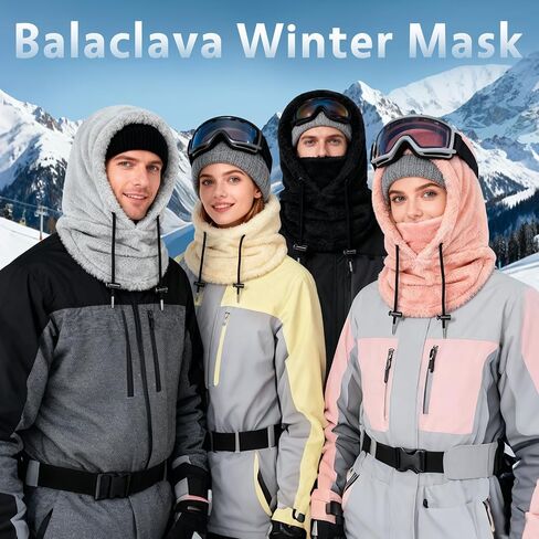 Balaclava Winter Ski Mask for Men Women Windproof Warm Face Mask Hooded Scarf Fleece Neck Warmer in Kuwait