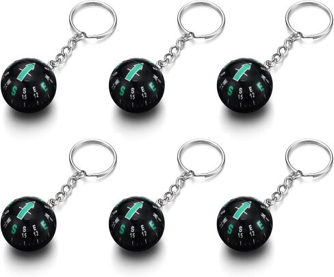 6 Pcs Compass Keychain Ball Liquid Filled Compass Ball Keychain Small Useful Outdoor Tool Gift for Camping Hiking Survival Backpacking Explore in Saudi Arabia