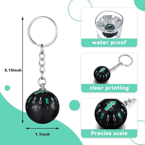 6 Pcs Compass Keychain Ball Liquid Filled Compass Ball Keychain Small Useful Outdoor Tool Gift for Camping Hiking Survival Backpacking Explore in Saudi Arabia