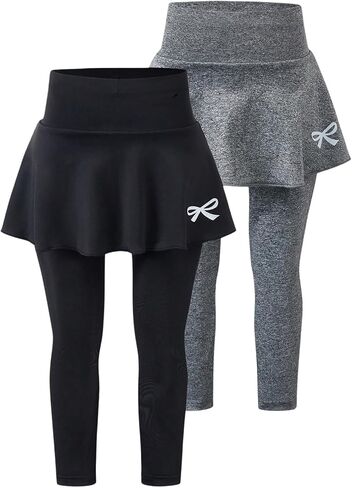 SOLY HUX Toddler Girl's 2 Piece Leggings with Skirts Bow Print Elastic High Waisted Athletic Workout Skinny Pants in Saudi Arabia