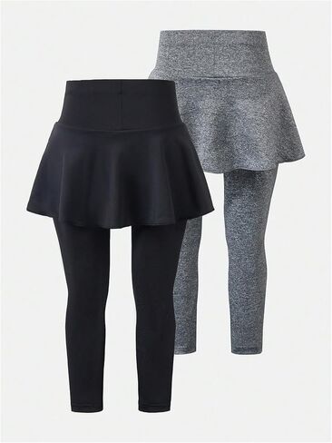 SOLY HUX Toddler Girl's 2 Piece Leggings with Skirts Bow Print Elastic High Waisted Athletic Workout Skinny Pants in Saudi Arabia