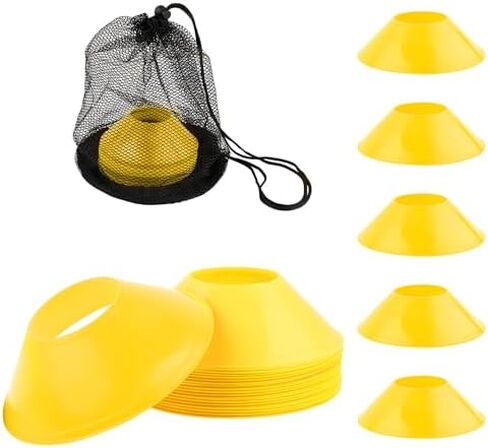 25pcs Soccer Cones for Sports Training, Mini Football Cones with Mesh Bag, Flexible Agility Practice Cones Drills Training Plastic Cones for Basketball Running Sports Games s Skating(Yellow) in Saudi Arabia