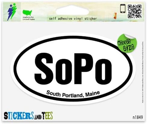 SoPo South Portland Maine Oval Vinyl Car Bumper Window Sticker 3" x 2" in Saudi Arabia