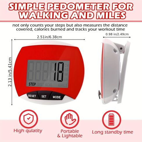 Portable Clip-on Pedometer for Walking, Running, and Outdoor Sports - Lightweight Step Counter for Seniors and Adults in Saudi Arabia