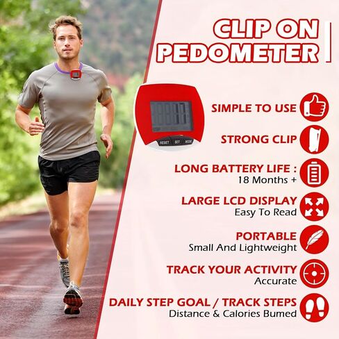 Portable Clip-on Pedometer for Walking, Running, and Outdoor Sports - Lightweight Step Counter for Seniors and Adults in Saudi Arabia