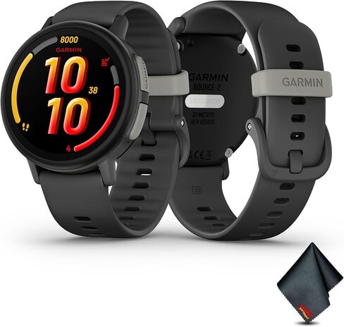 Garmin Bounce 2، ساعة ذكية للأطفال مع ميزات الاتصال والمراسلة وتتبع الموقع، حزمة أرجوانية فاتحة مع قطعة قماش للتنظيف من الألياف الدقيقة in Saudi Arabia