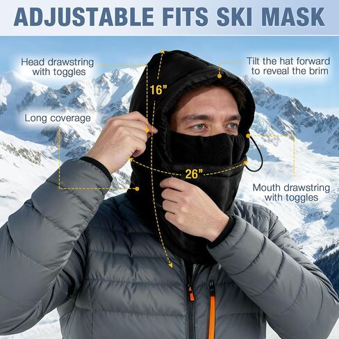 Winter Balaclava Ski Mask for Men, Windproof Beanie Hat Therma Fleece Hood, Winter Snow Gear for Outdoor, Motorcycle Skiing in Saudi Arabia