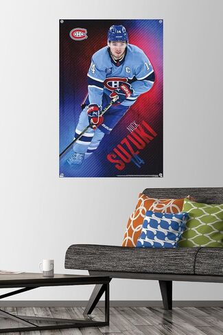 Trends International NHL Montreal Canadiens - Nick Suzuki 23 Wall Poster, 22.37" x 34.00", Poster & Push Pin Bundle in Saudi Arabia