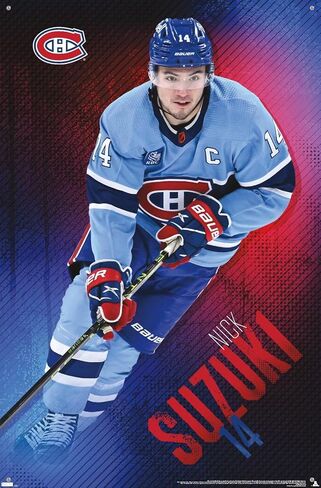 Trends International NHL Montreal Canadiens - Nick Suzuki 23 Wall Poster, 22.37" x 34.00", Poster & Push Pin Bundle in Saudi Arabia