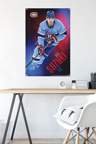 Trends International NHL Montreal Canadiens - Nick Suzuki 23 Wall Poster, 22.37" x 34.00", Poster & Push Pin Bundle in Saudi Arabia