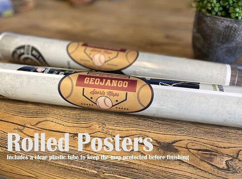 GeoJango Baseball Stadium Map Poster - Vintage Edition (24Wx18H inches) in Saudi Arabia