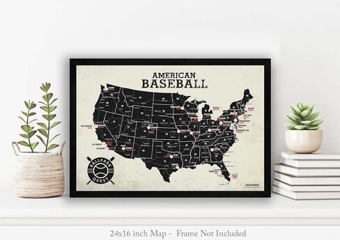 GeoJango Baseball Stadium Map Poster - Vintage Edition (24Wx18H inches) in Saudi Arabia