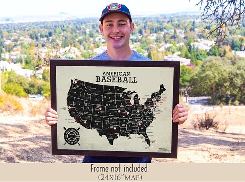 GeoJango Baseball Stadium Map Poster - Vintage Edition (24Wx18H inches) in Saudi Arabia