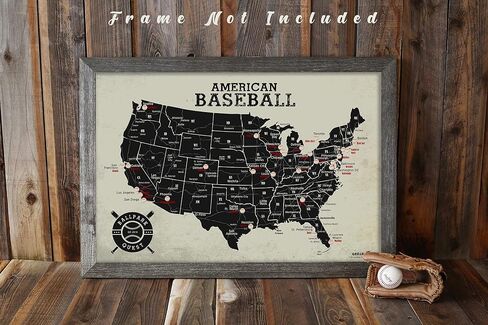 GeoJango Baseball Stadium Map Poster - Vintage Edition (24Wx18H inches) in Saudi Arabia