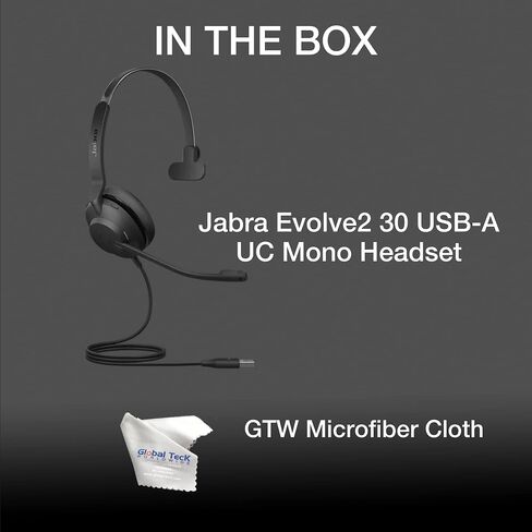 jabra evolve2 30 سماعات الكمبيوتر الاستريو USB مع الميكروفون للفرق - سماعات رأس مريحة خفيفة الوزن مع ميكروفونات الإلغاء الضوضاء المدمجة وسماعات الرأس مع جودة صوت فائقة ، قطعة قماش GTW in Saudi Arabia