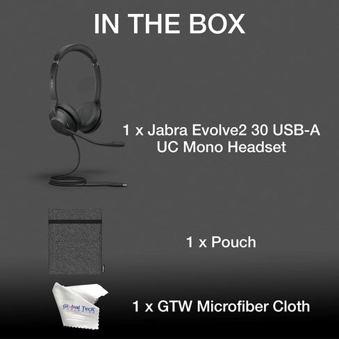 jabra evolve2 30 سماعات الكمبيوتر الاستريو USB مع الميكروفون للفرق - سماعات رأس مريحة خفيفة الوزن مع ميكروفونات الإلغاء الضوضاء المدمجة وسماعات الرأس مع جودة صوت فائقة ، قطعة قماش GTW in Saudi Arabia