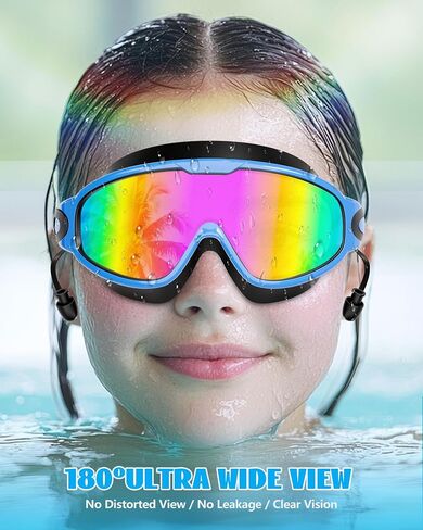 Aegend New Kids 2 Pack Wide View Swim Goggles, Anti-Fog/UV No Leak Goggles with Ear Plugs Kids 3-14 in Saudi Arabia