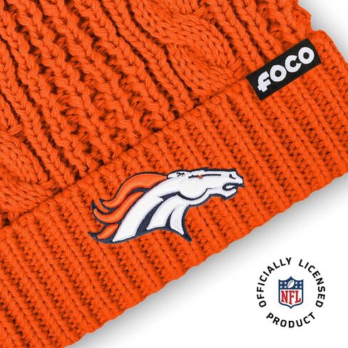 قبعة صغيرة للسيدات من FOCO Denver Broncos بشعار الدوري الوطني لكرة القدم الأمريكية من الفرو الصناعي، لون الفريق in Saudi Arabia