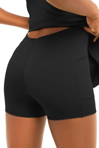 Yanekop Womens Tennis Dress with Built in Shorts Athletic Dresses Golf Outfits Spaghetti Strap V Neck Workout Dress in Saudi Arabia