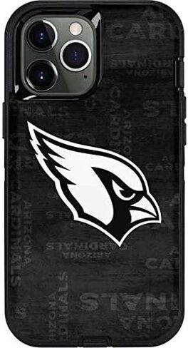 غلاف هاتف Skinit متوافق مع حافظة OtterBox Defender لهاتف iPhone 12 Pro Max - تصميم مرخص رسميًا من NFL Arizona Cardinals باللونين الأبيض والأسود in Saudi Arabia