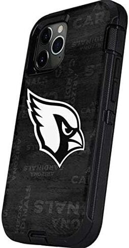 غلاف هاتف Skinit متوافق مع حافظة OtterBox Defender لهاتف iPhone 12 Pro Max - تصميم مرخص رسميًا من NFL Arizona Cardinals باللونين الأبيض والأسود in Saudi Arabia
