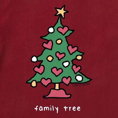 Life is Good. Women's Family Tree Vintage Long Sleeve Crusher Tee, Adirondack Red in Saudi Arabia