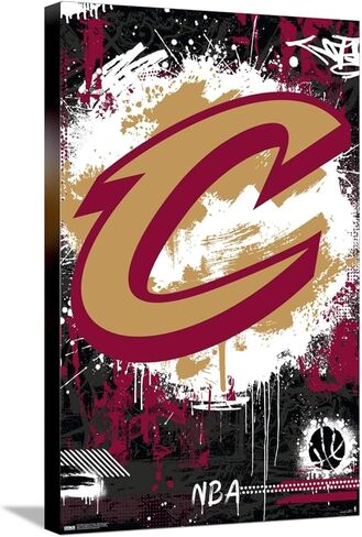 Trends International NBA Cleveland Cavaliers - Maximalist Logo 23 Wall Poster, 14.72" x 22.37", Stretched Canvas in Saudi Arabia