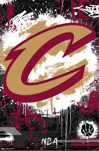 Trends International NBA Cleveland Cavaliers - Maximalist Logo 23 Wall Poster, 14.72" x 22.37", Stretched Canvas in Saudi Arabia