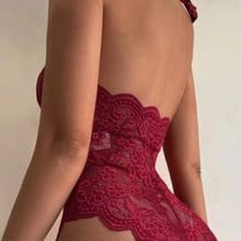 DITSONEO Women's Underwear, Pajamas, Backless Sexy Lace Hollow Crotch Jumpsuit, One-Piece Swimsuit, Doll Pajamas in Kuwait