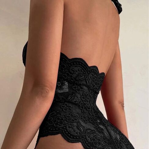 DITSONEO Women's Underwear, Pajamas, Backless Sexy Lace Hollow Crotch Jumpsuit, One-Piece Swimsuit, Doll Pajamas in Kuwait