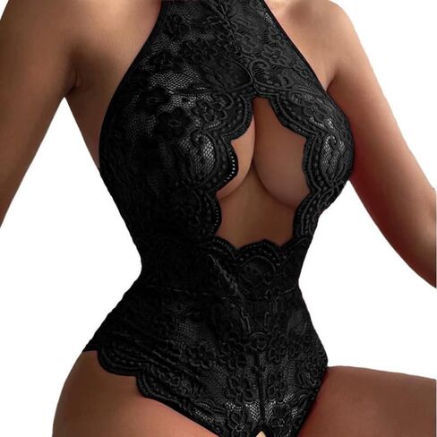 DITSONEO Women's Underwear, Pajamas, Backless Sexy Lace Hollow Crotch Jumpsuit, One-Piece Swimsuit, Doll Pajamas in Kuwait