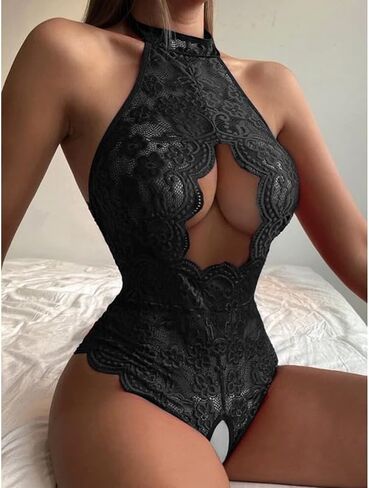 DITSONEO Women's Underwear, Pajamas, Backless Sexy Lace Hollow Crotch Jumpsuit, One-Piece Swimsuit, Doll Pajamas in Kuwait