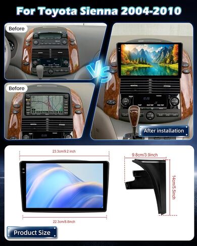 2 + 64g Android Car Stereo لـ Toyota Sienna 2014 2015 2015 2017 مع Carplay Wireless و Android Auto - 9 بوصة HD Radio مع EQ GPS WiFi FM/RDS + AHD View View Camera ، MIC in Kuwait