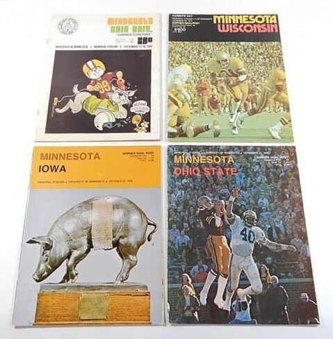 Lot of (16) Assorted 1966 to 1979 Minnesota College Football Programs - NFL Programs in Saudi Arabia