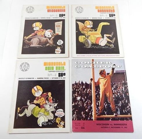 Lot of (16) Assorted 1966 to 1979 Minnesota College Football Programs - NFL Programs in Saudi Arabia