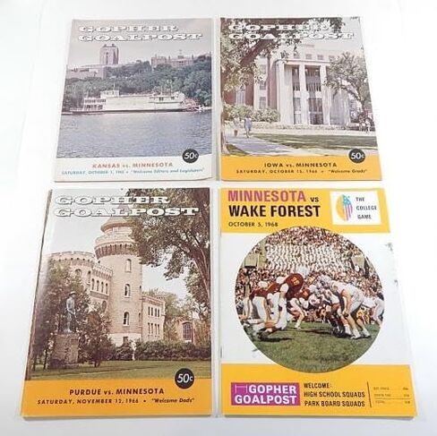 Lot of (16) Assorted 1966 to 1979 Minnesota College Football Programs - NFL Programs in Saudi Arabia