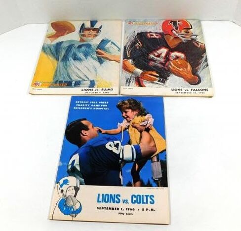 الكثير من (7) برامج مختلفة لكرة القدم في ديترويت لايونز NFL لعام 1966 DA065812 - برامج NFL in Saudi Arabia