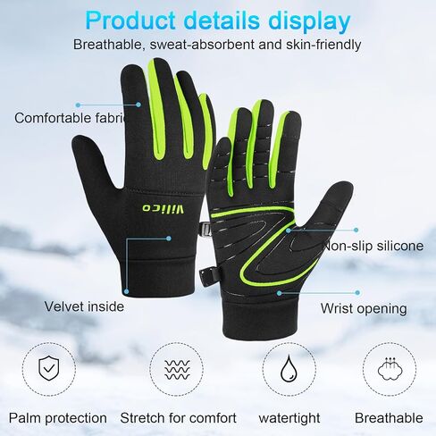Warm Gloves Touchscreen Thermal Insulated Windproof Waterproof Outdoor Gloves for Men Women Driving Running Cycling in Saudi Arabia