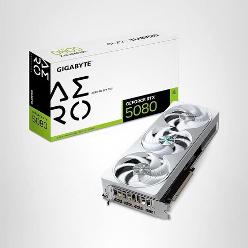 GIGABYTE AORUS GEFORCE RTX 5080 Master ICE 16G CARTER ، نظام تبريد Windforce ، بطاقة فيديو سعة 16 جيجابايت 256 بت ، GV-N5080AORUSM ICE-16GD فيديو in Saudi Arabia