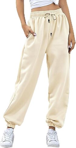 Harem Pants Women Fleece Athletic Joggers Baggy Sweatpants Lightweight Casual Comfy Trousers with Pockets in Saudi Arabia