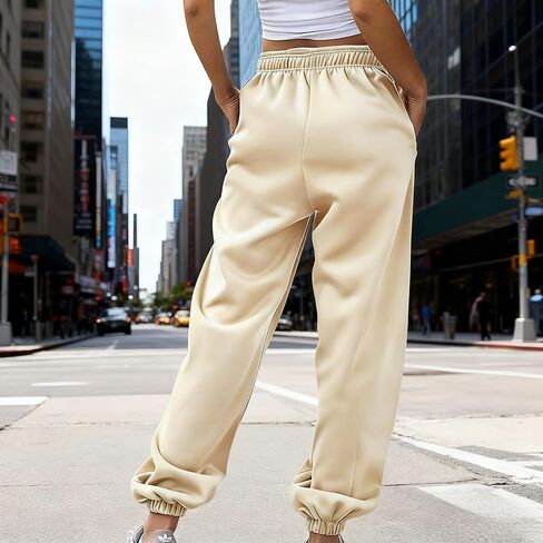 Harem Pants Women Fleece Athletic Joggers Baggy Sweatpants Lightweight Casual Comfy Trousers with Pockets in Saudi Arabia