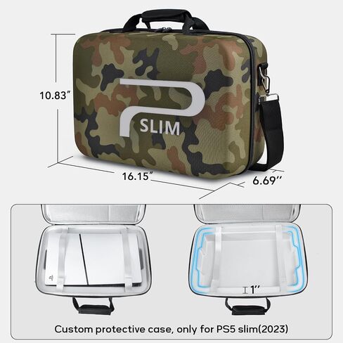 Mocadia Carry Case for PS5 Slim 2023 ، Hard Shell Travel Case Case Compatible PlayStation 5 Console Protection Bag ، سماعة الرأس ، وحدة تحكم PS5 ، أقراص اللعبة ، وملحقات الألعاب （أسود） in Saudi Arabia