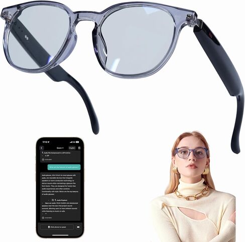 AI Smart Wireless Bluetooth Translation Glasses for Men/Women with Speakers/Bluetooth/Color Change Lens&140+ Languages Translation Sports/Travel/Drive/BusniessSports/Business/Travel in Saudi Arabia